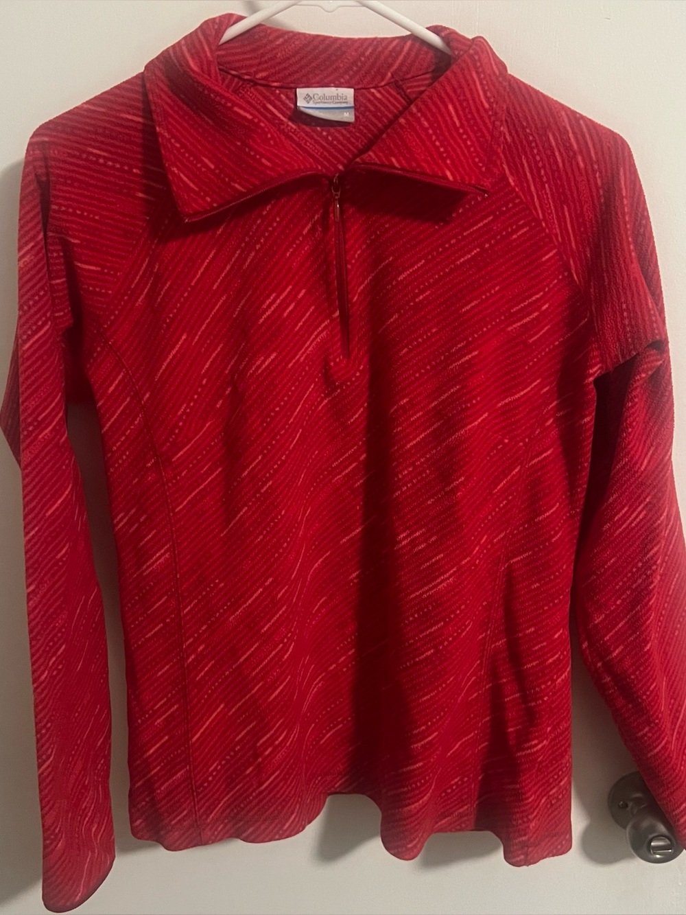 Columbia Fleece Pullover Womens Medium Red Space Dye Glacial III 1/2 Zip AL8437